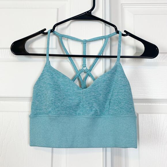 Alo Yoga Alosoft Lavish Strappy Sports Bra Crop Top Blue Quartz Heather XS - Picture 6 of 9